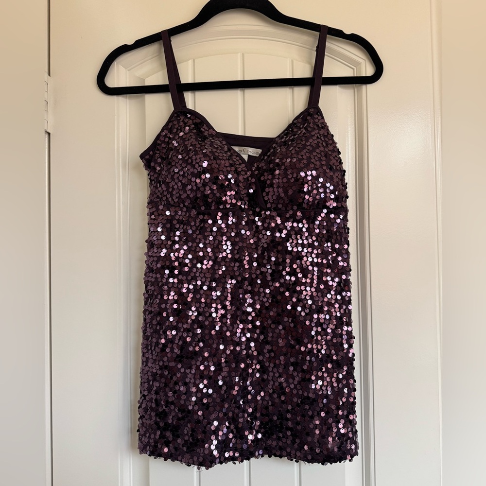 New Moa Moa Purple Sequin Tank Top Size M